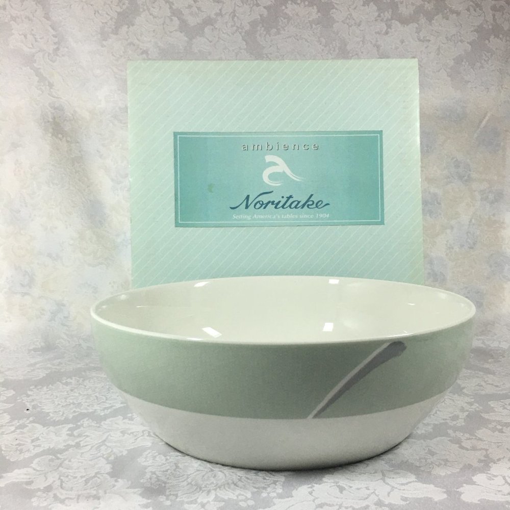 Noritake Ambience Green Round Vegetable Serving Bowl NIB 9-3/4"